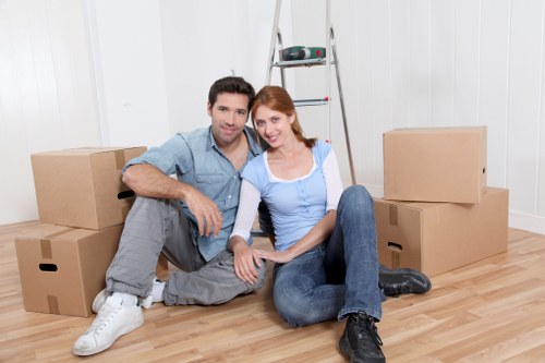 Furniture and boxes being moved from a Tufnell Park apartment
